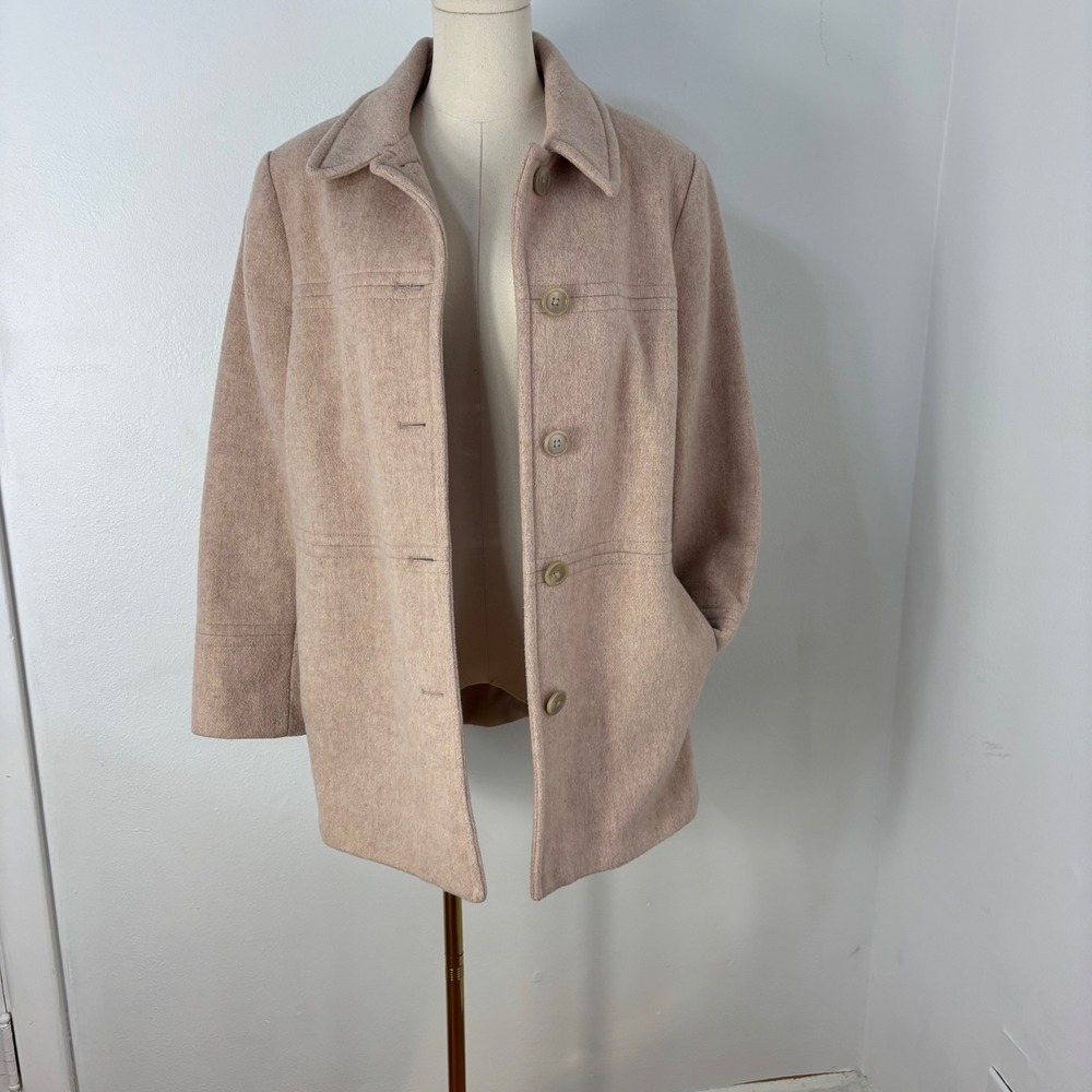 Classic London Fog Wool Blend Coat Cottage Preppy  Camel Buttoned Jacket Size 10 - Picture 10 of 12